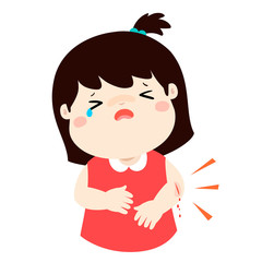 Crying girl with wounds from accident vector.
