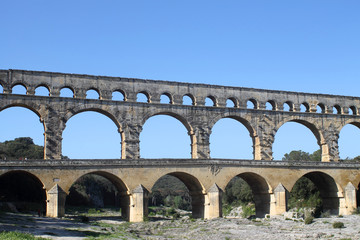 Fototapeta na wymiar Pont du gard, ancient Roman aqueduct in France