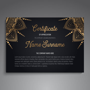 Vector indian Mandala certeficate