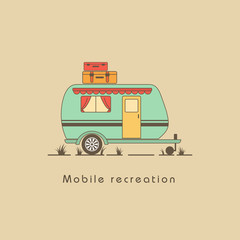 Mobile recreation. House on wheels. Transport trailer vector