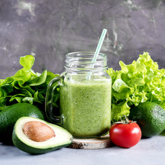 Green smoothie Avocado smoothie Diet eating Healthy food