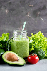 Green smoothie Avocado smoothie Diet eating Healthy food Vertical photo