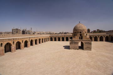 The sahn (courtyard) of the Ahmad Ibn Tulun mosque with ablution fountain in the middle © Eliska Slobodova
