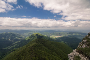 Views of Mala Fatra and Strazovske vrchy from top of Klak, Slovakia