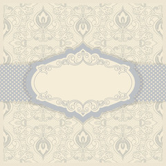 Wedding invitation cards baroque style. Vintage Pattern. Retro Victorian ornament. Frame with flowers elements. Vector illustration.