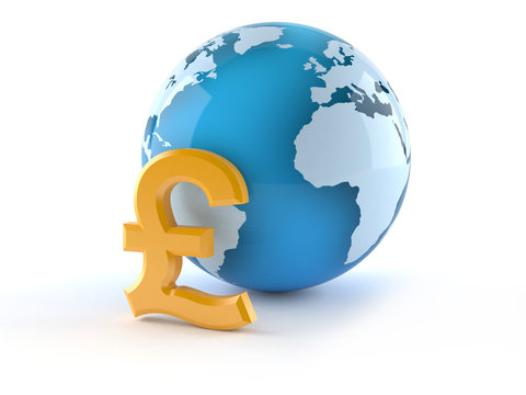 World globe with pound currency symbol