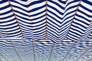 White and blue awning.