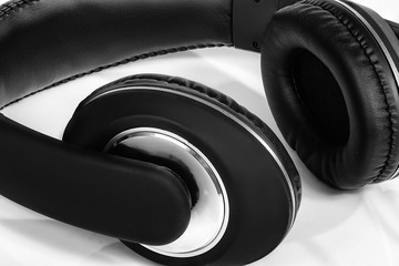 Black headphones, headset