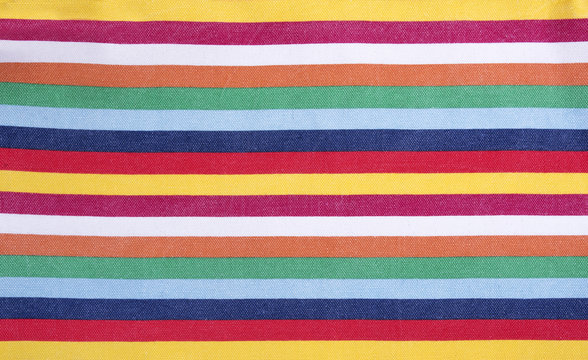Multicolored striped fabric.