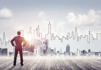 Motivation and inspiration concept with modern cityscape and bus