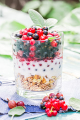 Healthy diet muesli colorful fresh fruit
