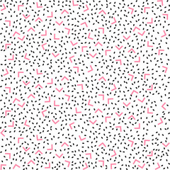 Abstract pattern blue background with pink angles and black points.
