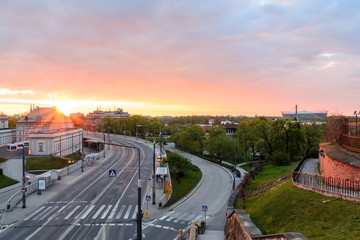 Sunrise over the Warsaw, Poland