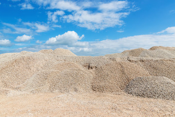 Pile of crushed stone in a quarry