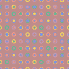 Seamless vector geometrical pattern with circles pastel endless background with hand drawn textured geometric figures. Graphic illustration, print for wrapping, background, cover, surface