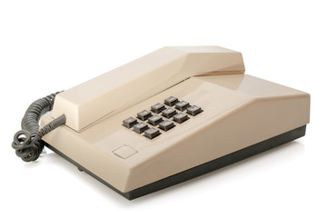 Landline phone / Landline phone, old telephone on white background.