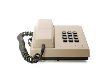 Landline phone / Landline phone, old telephone on white background.