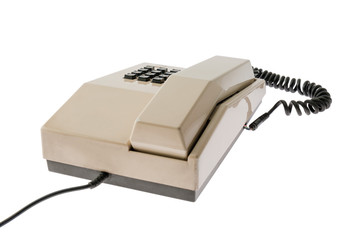 Landline phone/ Landline phone, old telephone on white background.