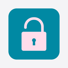Unlock icon. Flat design style. Access to the user.
