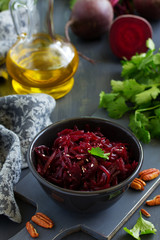 Beet salad with sesame seeds.