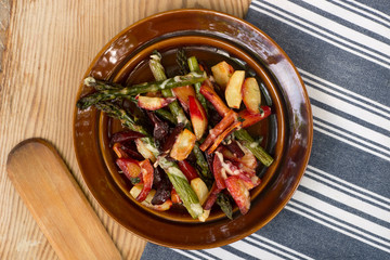 baked vegetables selective focus