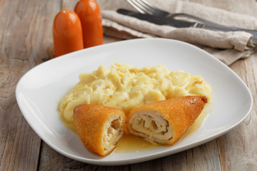 Chicken Kiev with mashed potato