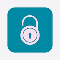 Unlock icon. Flat design style. Validation of the user completed.