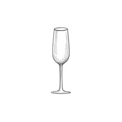 Wine glass icon. Engraving illustration of wineglass. Utensils sketch
