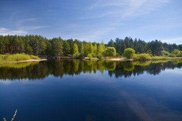 Spring river landscape.
