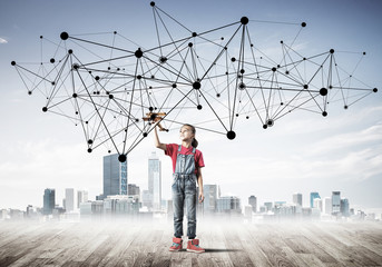 Concept of social wireless connection and internet use for commu