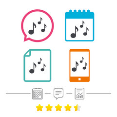 Music notes sign icon. Musical symbol.