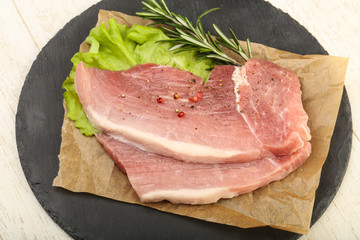 Raw pork steak