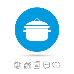 Cooking pan sign icon. Boil or stew food symbol.
