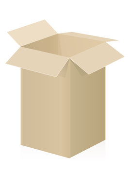 Big box - upright parcel or container with open top for mail, deliver or shipping- three-dimensional isolated vector illustration on white background.