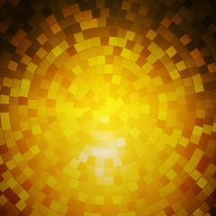 Abstract background of metal mosaics located in a circle. Lighting effects.