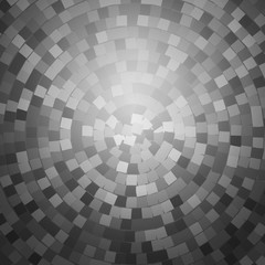 Abstract background of metal mosaics located in a circle. Lighting effects.