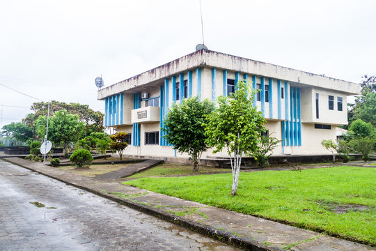 Town hall in Nuevo Rocafuerte village, Ecuador