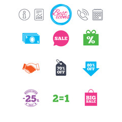 Sale discounts icon. Shopping, deal signs.