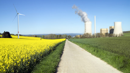 Rapsfeld, Windkraft, Kraftwerk.