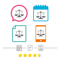 Scales of Justice sign icon. Court of law symbol.