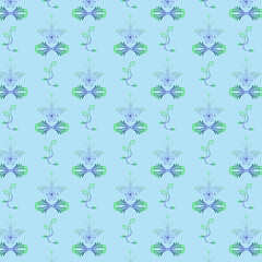 Fototapeta na wymiar Blue flower pattern