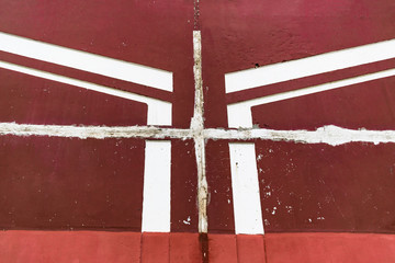 Amazing ornament on the wall of the typical building of the times of the soviet and the USSR