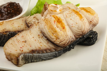 Grilled shark steak