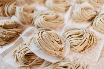 Close-up taglatelle pasta