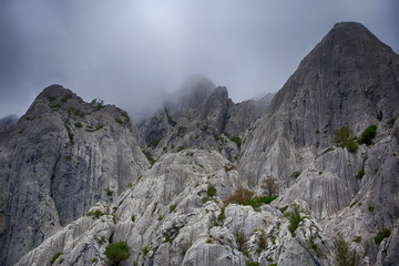 Fototapeta na wymiar Bed weather on Tulove grede, part of Velebit mountain in Croatia
