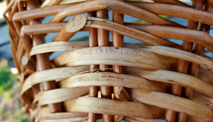Woven Basket Closeup Stamped Made in Portugal