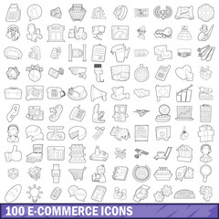 100 ecommerce icons set, outline style