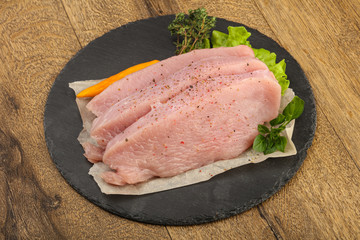 Raw turkey steak