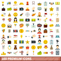 100 premium icons set, flat style