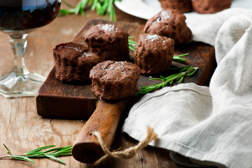 chocolate rosemary biscuits.style rustic.selective focus